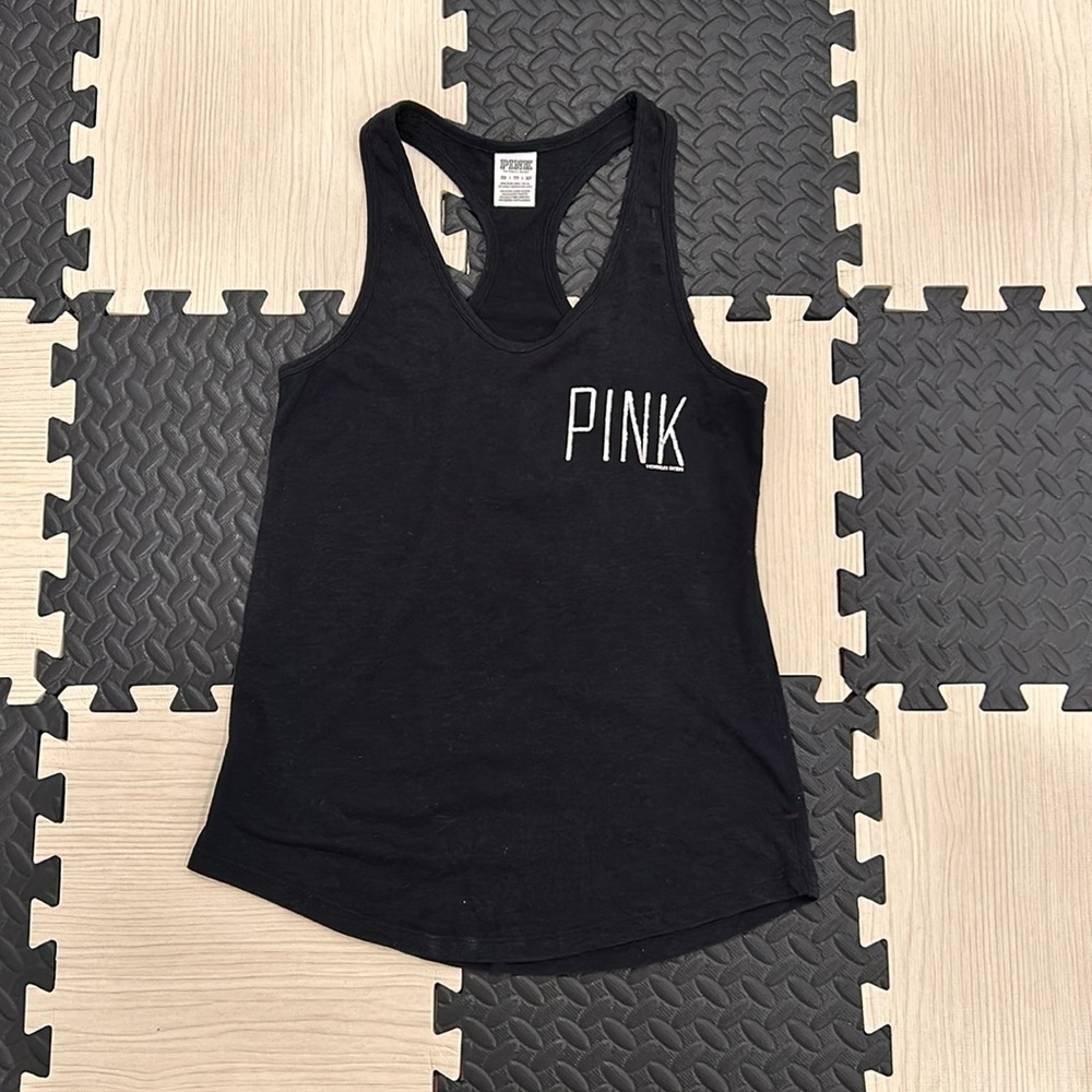 Victoria's secret PINK plain black tank top Size X small